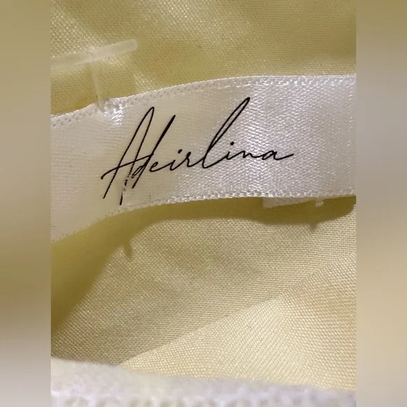 Adeirlina A-Line Midi Skirt & Bandeau Top Bare Shoulders & Midriff Lemon Yellow - Picture 9 of 11